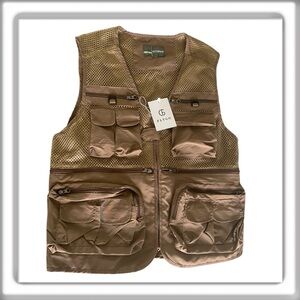 Flygo Lightweight Breathable Mesh Fishing Outdoor Vest Pockets Khaki Small NEW!